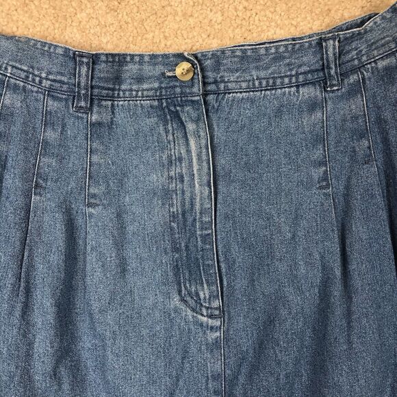 Vintage Women’s Truly Yours Jean Skirt Size 16 A Frame Midi Pleated‎ 1990's - Picture 3 of 8